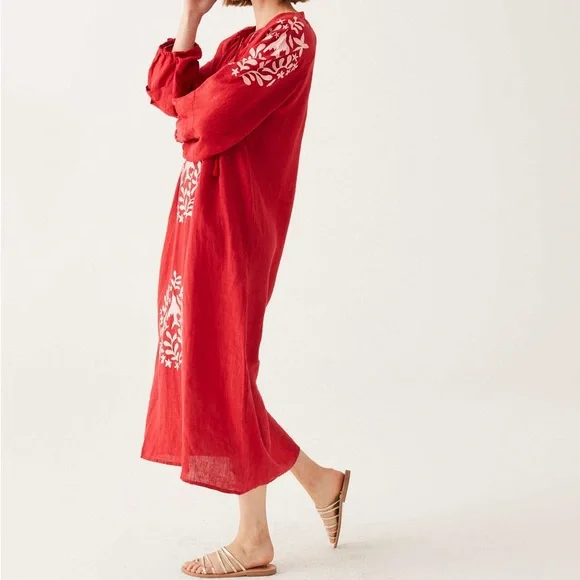 Mersea Linen Palermo Embroidered Maxi  Dress - Picture 13 of 13